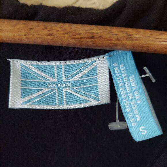 Survival Black Viscose Button Front Top Long Sleeve Sz Small - Picture 3 of 9